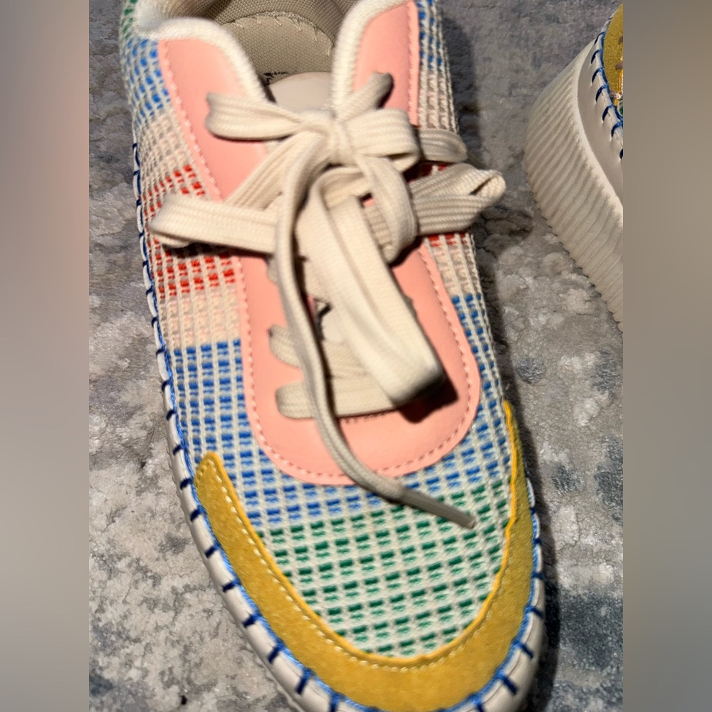 Nicole Miller New York Patchwork Multicolor Platform Sneaker Shoes - Picture 3 of 6